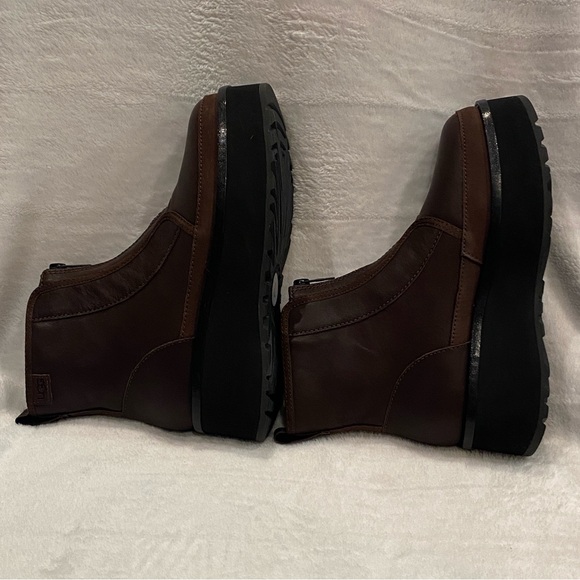 UGG CityFunc Zip Leather & Suede Platform Brown Boots Water-Resistant Sz 7 NWOB - Picture 10 of 14